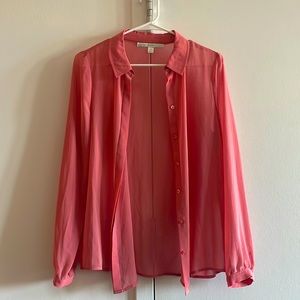 Lauren Conrad sheer coral button down